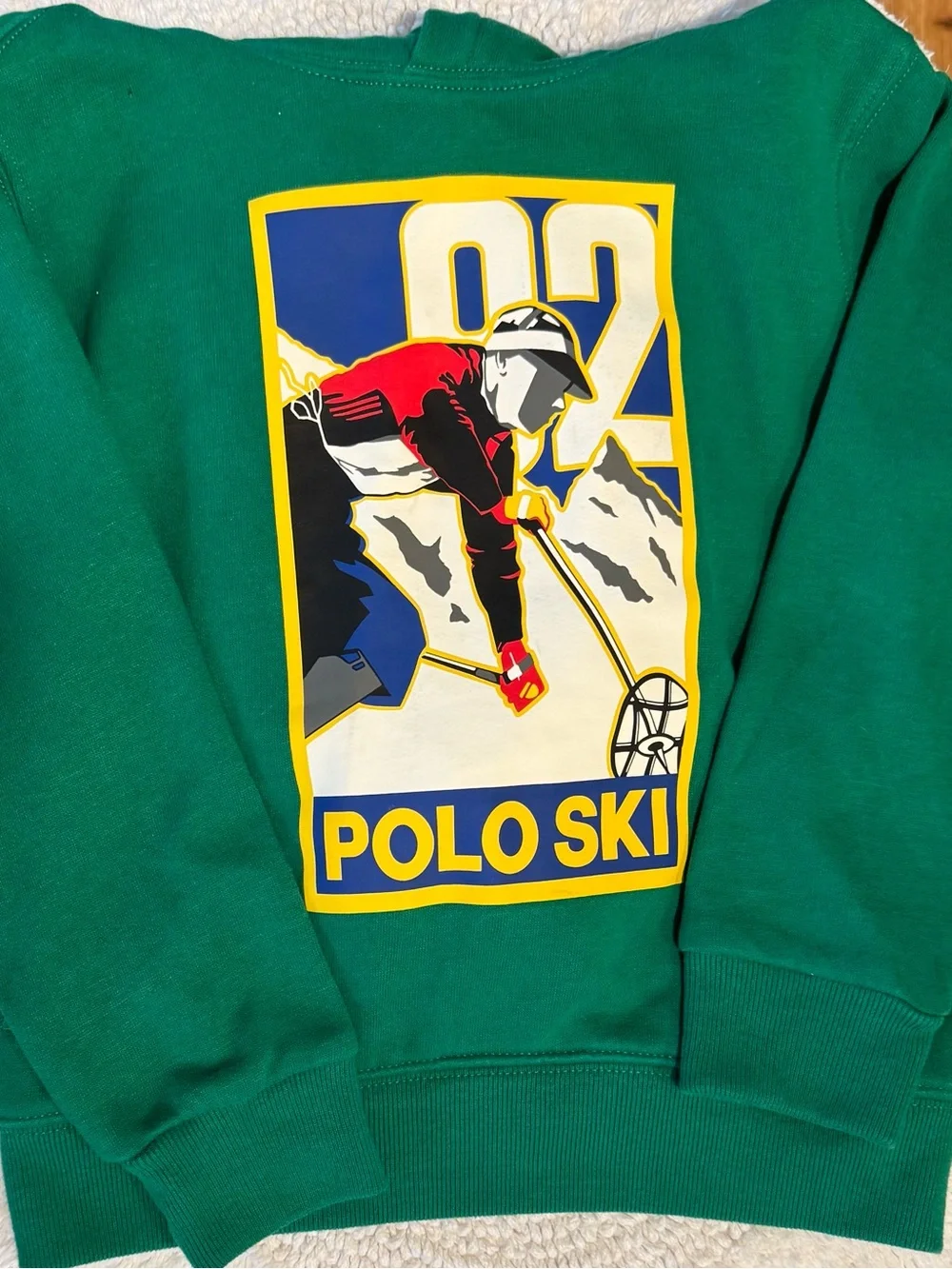 Boys Polo by Ralph Lauren Green Polo 92 Ski Fleece lined Hoodie w/Side Pockets